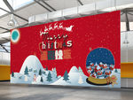 圣诞快乐创意宽幅舞台背景海报
