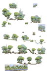手绘鼠绘景观彩色立面树植物分层