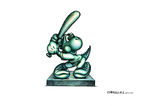 打棒球的小恐龙 雕塑设计图