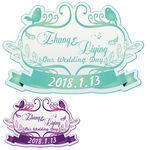 蒂芙尼紫色小鸟婚礼logo矢量