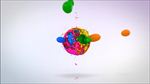 彩色油漆混合成球体并爆破出标志