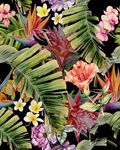 手绘热带植物花卉图案服装印花