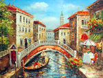 欧式抽象手绘艺术河边装饰画