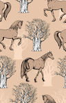 手绘植物动物马图案墙纸素材
