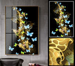新中式北欧轻奢侈金色蝴蝶晶瓷画