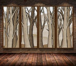 北欧抽象树林树木山水电视背景墙