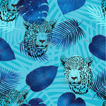 手绘热带植物猎豹服装印花图案素