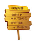 木质购物道路方向指引牌设计素材