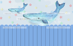 水彩手绘卡通鲸鱼儿童房背景墙