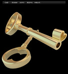 地产装饰素材C4D金属金钥匙