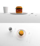 汉堡包早餐餐具C4D建模模型