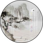 新中式圆形装饰画 水墨山水画图