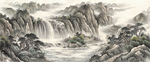 新中式国画江山如画山水画背景墙