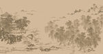 中式古典水墨山水图