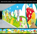 可爱动物幼儿园墙画