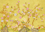 中式手绘花鸟背景墙图片