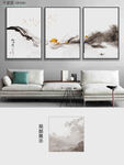 新中式山水意境三联装饰画