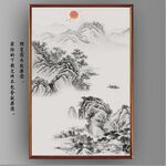 新中式水墨浮雕山水国画装饰画