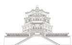 佛香阁建筑矢量线稿图