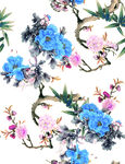 蓝色花朵旗袍