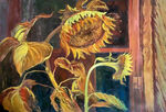 手绘向日葵油画壁画装饰画
