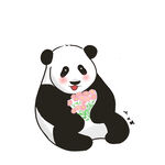 可爱花花大熊猫插画