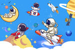 卡通宇航员儿童房