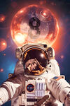 创意宇航员台球广告展板壁画背景