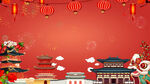 红色喜庆节日中国古代建筑背景