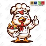 厨师卡通鸡竖起大拇指
