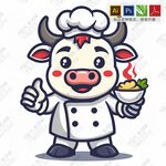 卡通可爱厨师牛