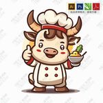 可爱卡通厨师牛