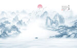 新中式水墨国画山水背景墙