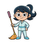 矢量人物打掃衛(wèi)生居家女孩