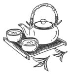 茶水壺線稿茶藝矢量文件插畫