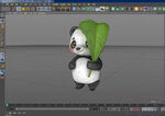 手拿葉子的可愛熊貓3D模型展示