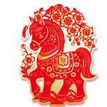 紅色剪紙風(fēng)吉祥駿馬圖案