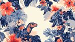 恐龍置身繁花綠葉間