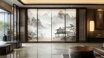中式客廳山水屏風雅致空間