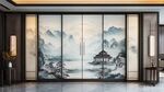 中式山水意境移門裝飾畫
