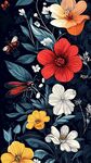 暗夜花卉與靈動昆蟲插畫