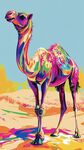 彩色夢幻駱駝立沙漠