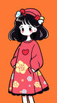 可愛紅衣女孩卡通形象