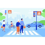 過馬路城市生活插畫