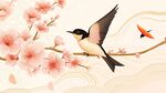 桃花枝上燕飛舞