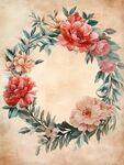 復古花卉花環(huán)插畫