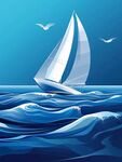 海上白帆 逐浪與飛鳥相伴