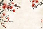 水墨紅梅圖