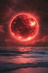 海上紅日光耀星空之景