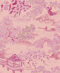 中式古典粉色花鳥風(fēng)景圖案